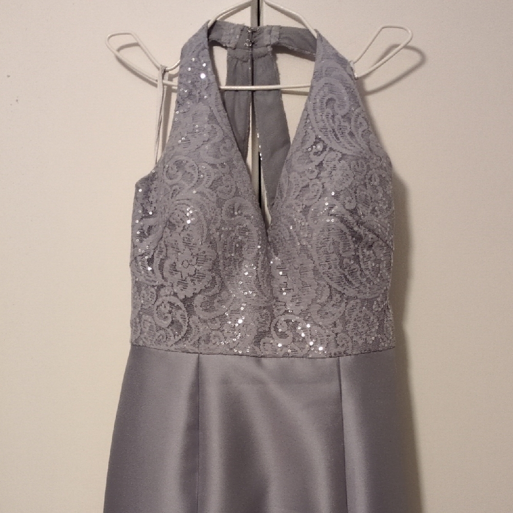 Dressy Group Elegant Silver Halter Dress